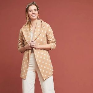 Anthropologie Field Flower Dottie Polka Dot Sweater Coat